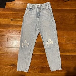 Distressed Zara high rise mom jeans